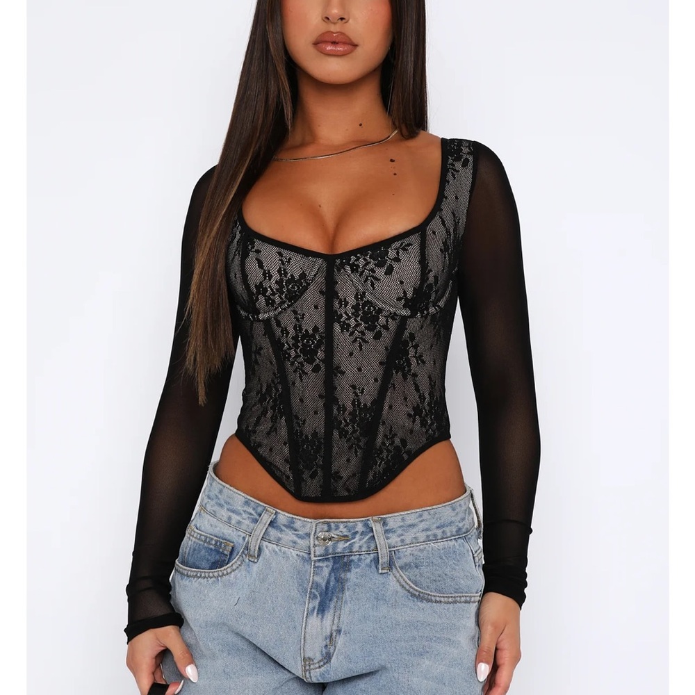 White Fox Boutique Black Lace Bodysuit
